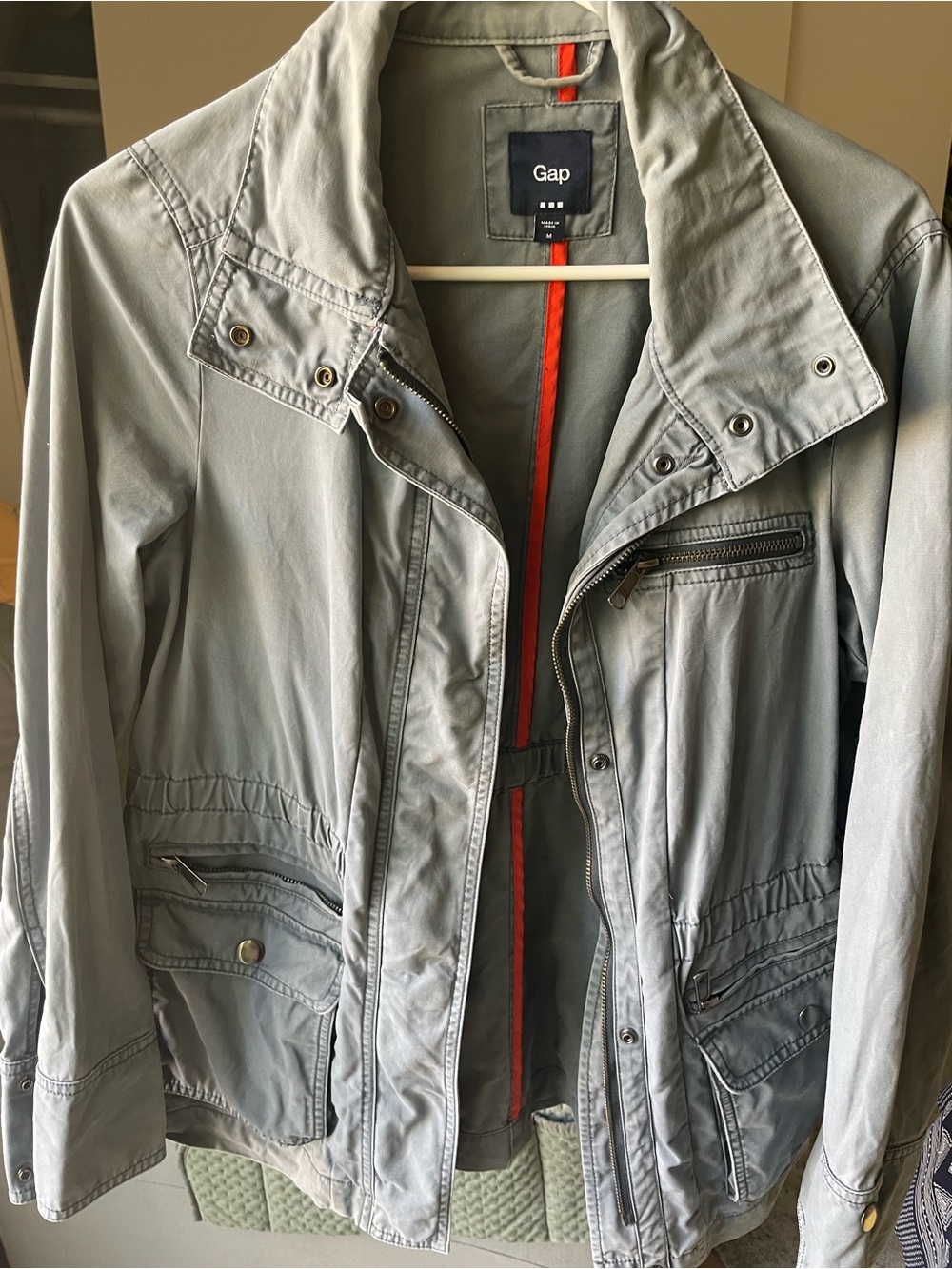GAP Light Blue Gray Jacket zipup and snaps